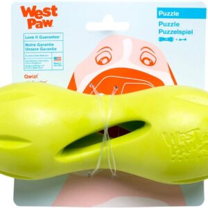 West Paw Zogoflex Qwizl Interactive Treat Dispensing Dog Puzzle Treat Toy for Dogs, Granny Smith, Large