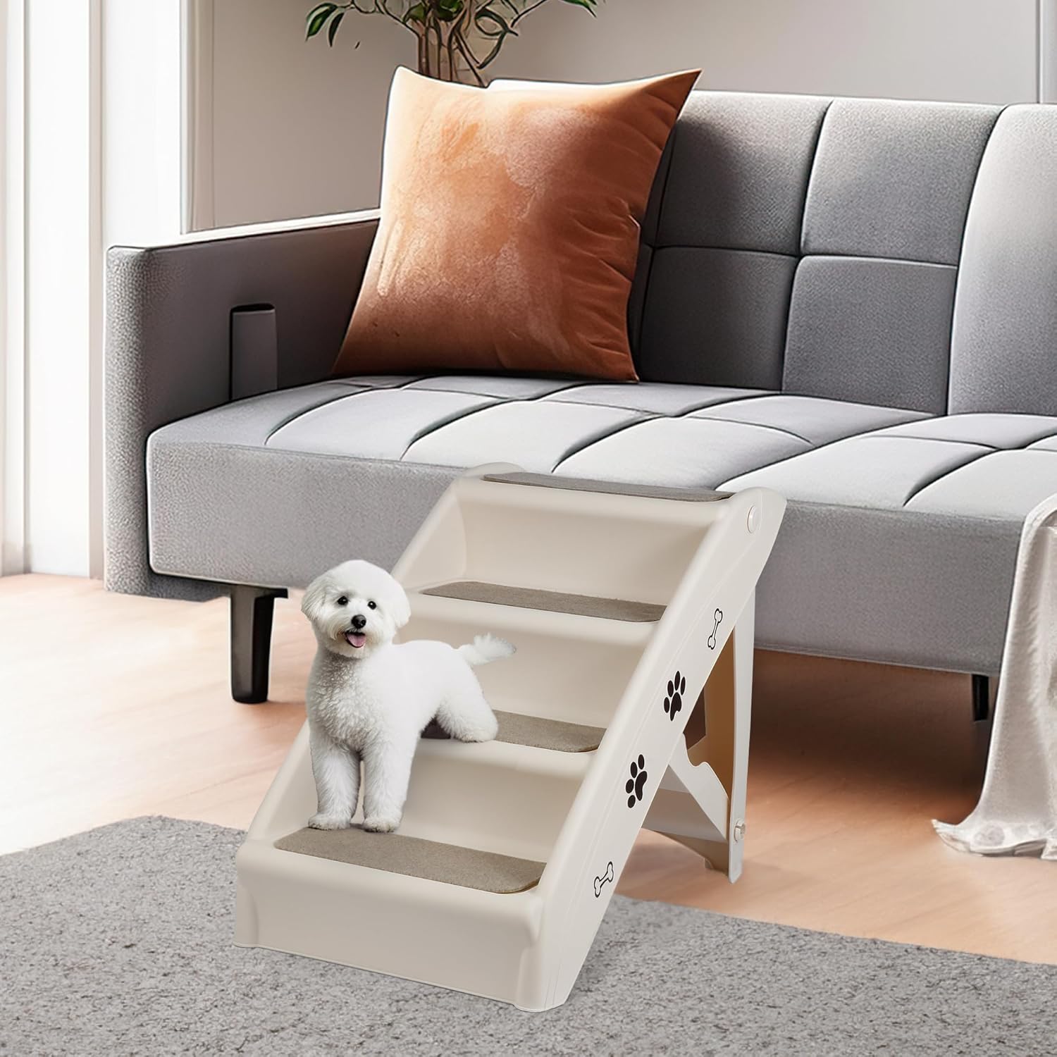 Dog Stairs for High Beds, Foldable Pet Steps Ramp with Non-Slip Bottom for Cats and Small Dogs, for Couch, Car, Portable Waterproof Dog Steps - Image 7