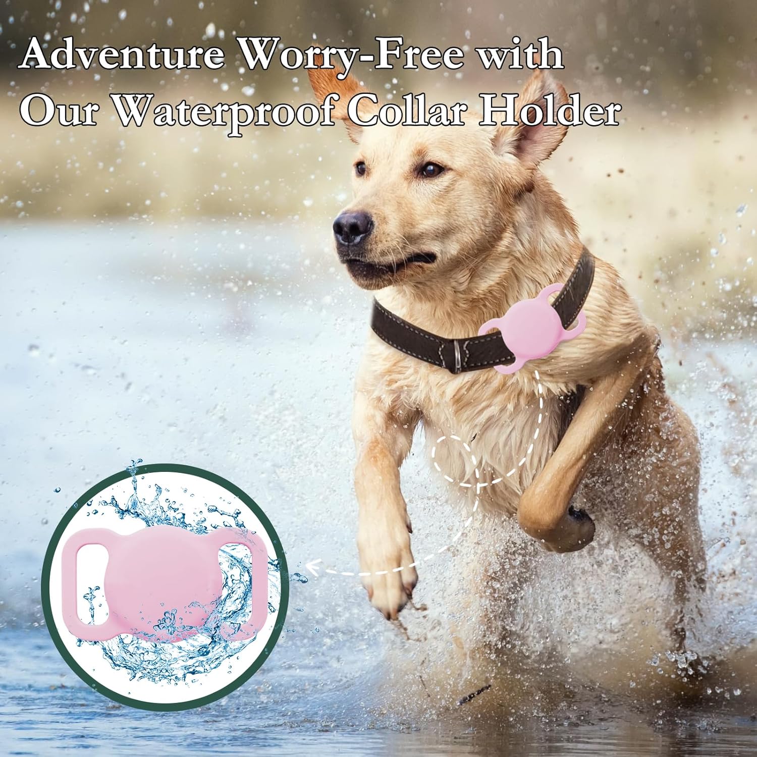 Smart Dog Tracker, Waterproof Pet Location Tracker, MFi Certificated Tracking Device with Collar Holder, No Monthly Fee, Works with Find My,Not GPS Tracker (iOS Only) (Pink) - Image 3