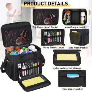 Pet Grooming Bag, GMAK Pet Grooming Tote Bags Supplies Organizer Case Dogs Cats Tools Organizer Tote for Pets Grooming Tools Kit, Clippers, Brush, Scissors or Other Pets Care Supplies, Black(Bag Only)