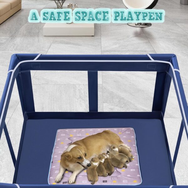 42x42x25.6 Inches Puppy Playpen with Gate, Dog Playpen for Puppies or Small Dogs, DogFence Pet Playpen for Indoor & Outdoor, Sturdy Safety DogPen with Thickened Fabric, High-Strength Nylon Wire Mesh - Image 5