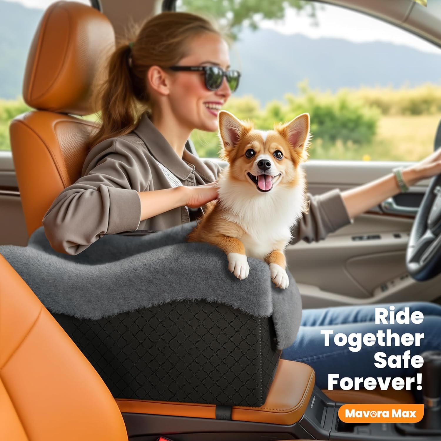 Portable Small Dog Seat for Car(Up to 11LB),Luxury Center Console Dog Car Seat Booster with Safety Tethers,Auti-Collapse Pet Travel Carrier for SUV,Truck.(Black/Grey) - Image 7