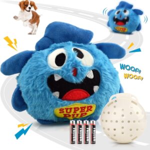 Petbobi Interactive Dog Toys for Boredom - Moving Dog Toy for Stimulating Play, Pet Plush Squeaky Ball for Small Medium Breeds with 4 Batteries, Blue