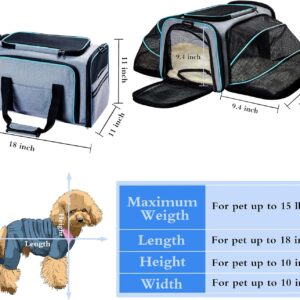 Cat Dog Carrier – Airline Approved Expandable Soft-Sided Pet Carrier with Removable Fleece Pad and Pockets, for Cats/Puppy and Small Animals Large(2 side expandable)
