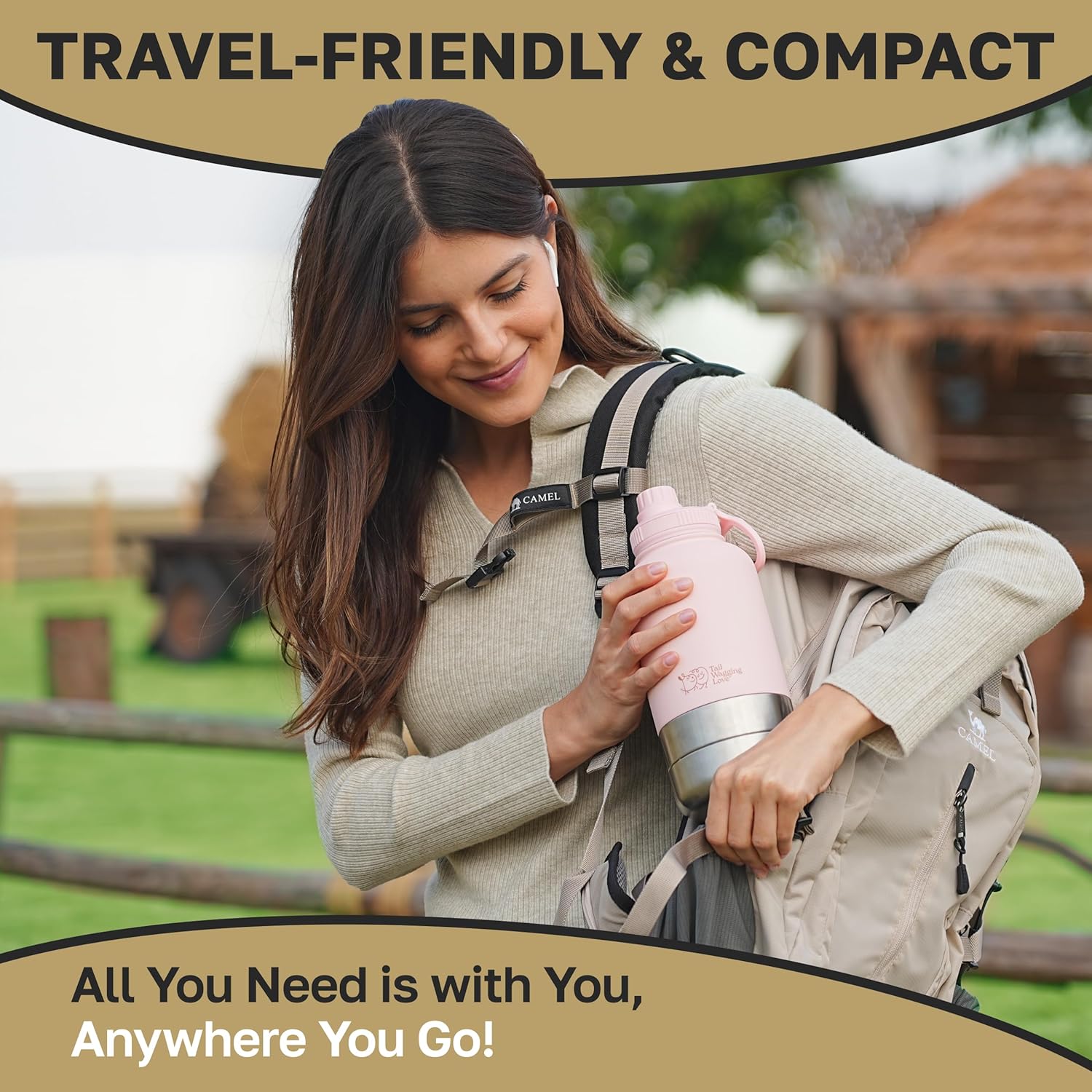 32oz 3-in-1 Portable Travel Water Bottle, Food & Hydration Bottle - Dual Use for Humans & Pets with Detachable Bowls, Stainless Steel, Keeps Water Hot for 6hrs & Cold for 12hrs - Image 5