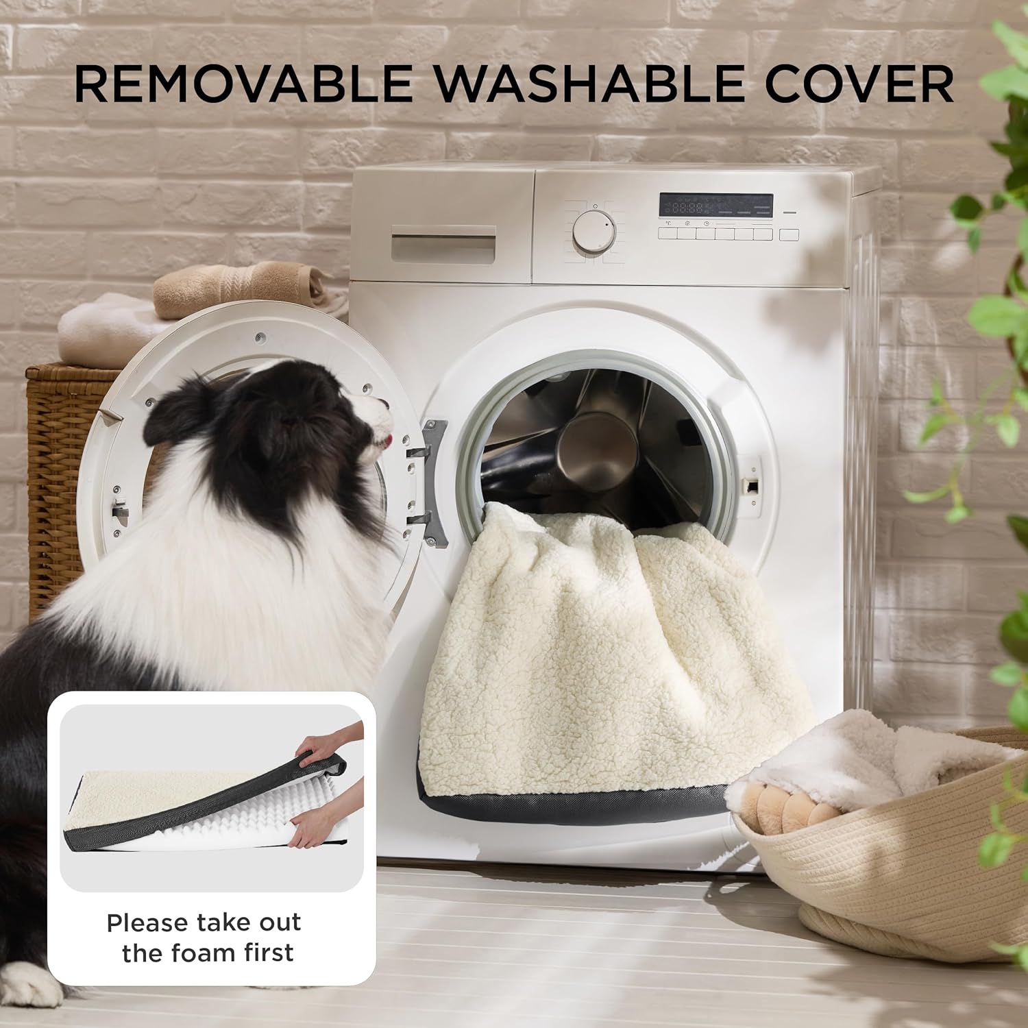 Bedsure Dog Beds Large Sized Dog - Orthopedic Flat Pet Beds with Removable Washable Cover, Egg Crate Foam Puppy Mat, Suitable for Pet Up to 65 lbs - Image 5