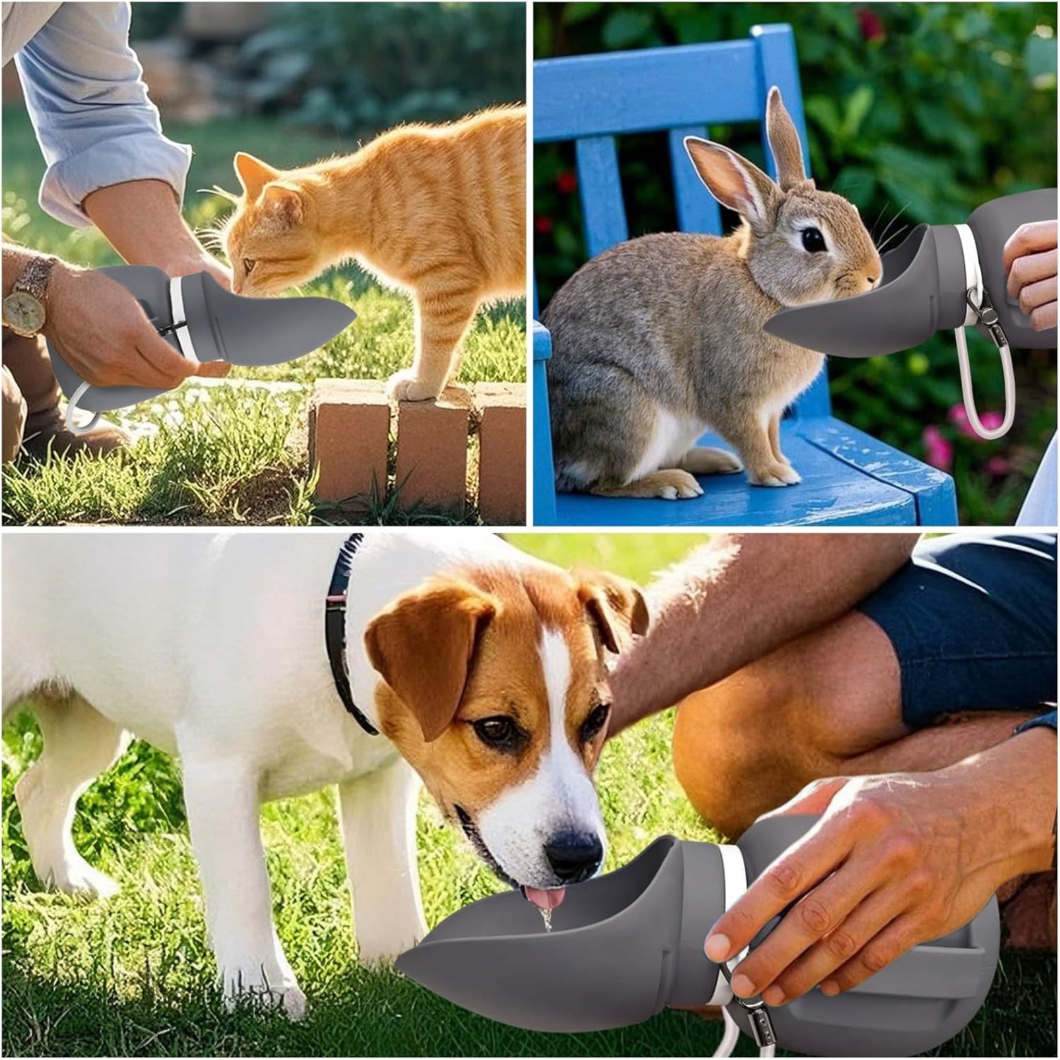 NAMSAN Portable Water Bottle for Dogs, High-Capacity 800ML, Silicone Dog Water Bottle with Lanyard, Leakproof Dog Travel Cup, BPA-Free & Chew-Proof Design, Grey - Image 3