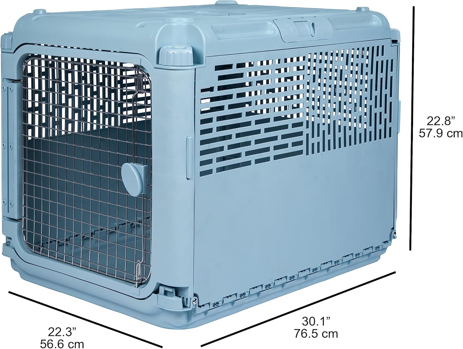 SPORT PET Plastic Kennels Rolling Plastic Wire Door Travel Dog Crate, Collabsible Kennel, 22.1" L x 23.3" W x 30.6" H - Image 3