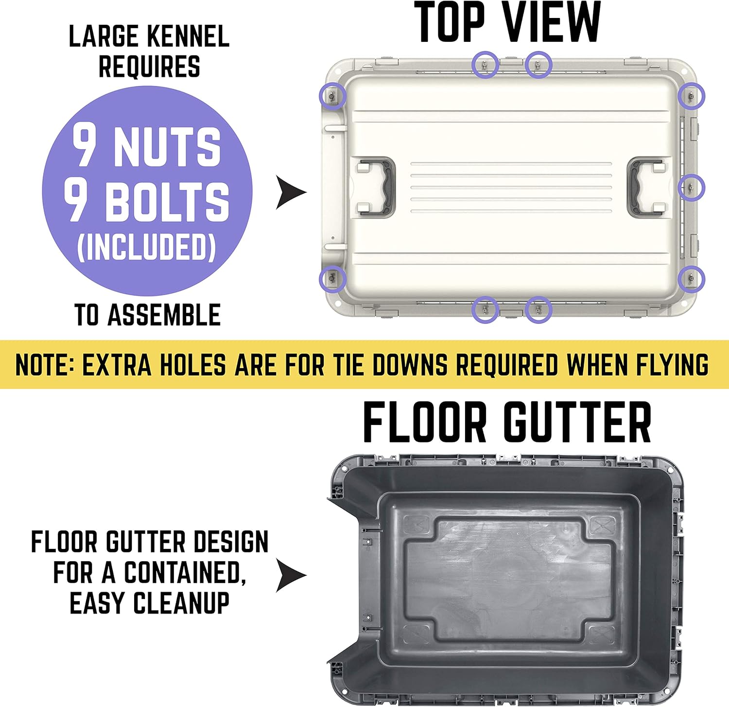 SportPet Designs Plastic Kennels Rolling Plastic Wire Door Travel Dog Crate- Large Kennel, Gray - Image 5