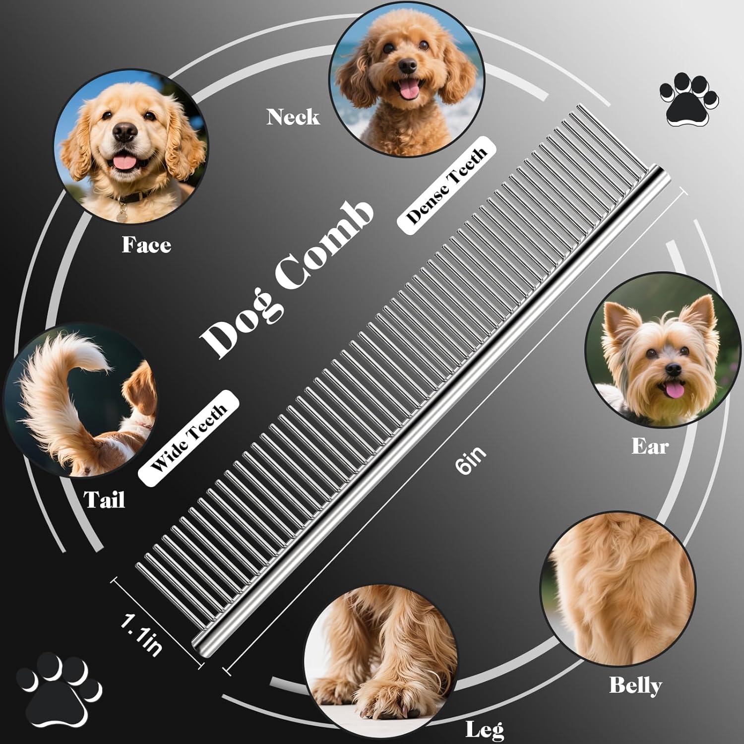 Professional 4 in 1 Dog Grooming Scissors Kit with Safety Round Tips,Sharp & Durable,Dog Shears for Grooming - Includes Straight, Curved, Thinning Scissors and Comb - Premium Pet Supplies - Image 6