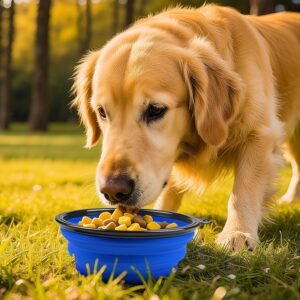 Foldable Dog Travel Bowls with Clasp for Traveling Hiking Walking Collapsible Dog Bowls Expandable Silicone Food Water Travel Bowl for Small Medium Dog Cat