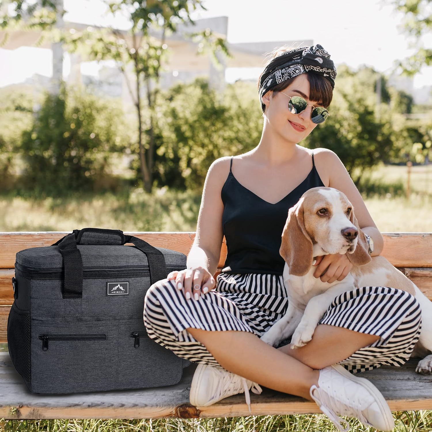 Dog Travel Bag Kit for Supplies - Large Pet Travel Bag for Dogs - Convenient Luggage Sleeve, Overnight, and Weekend Trips - Includes 2 Food Containers, 1 Organizer, 2 Collapsible Bowls Black - Image 7