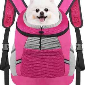Dog Backpack Carrier, Front Chest Carrier for Cat Small Dogs, Pet Carrying Bag for Travel Hiking Cycling Outdoor Rose S (Suggested Pet Height 7-10 in, 2-6 lbs)