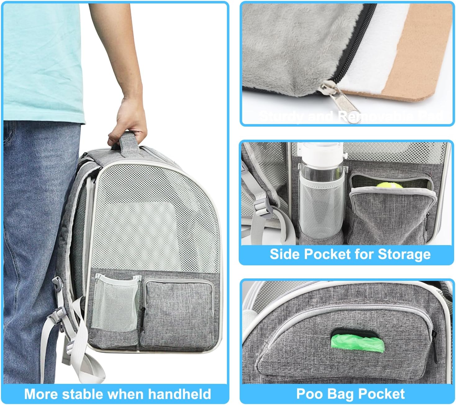 Texsens Cat Backpack Expandable Pet Carrier - Pet Backpack Carrier for Medium Cats and Small Dogs - Great for Travel, Hiking & Outdoor - Image 4