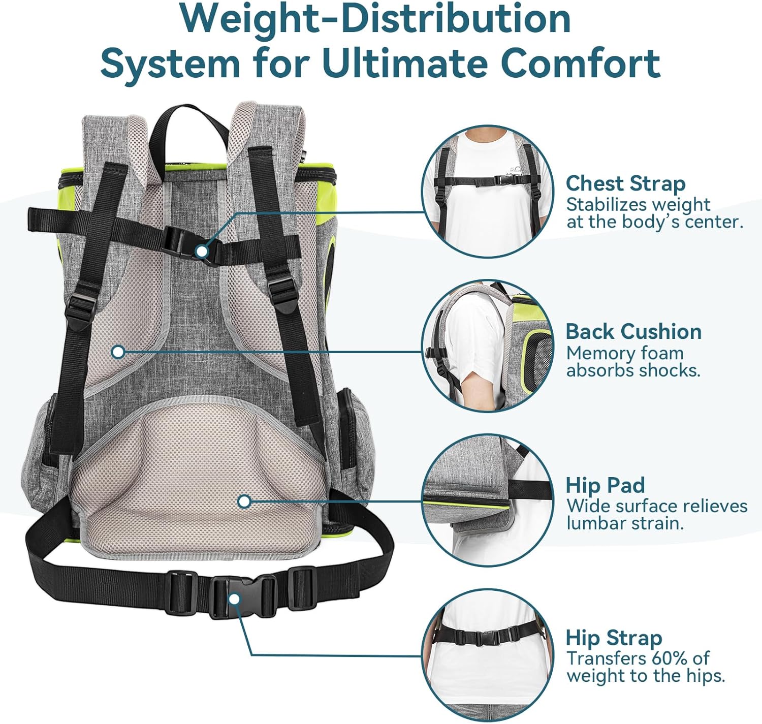 Petsfit Pet Backpack Carrier Easy-Fit Dog Travel Backpack Carrier for Hiking Walking Cycling Suitable for Small Medium Dogs Cats and Rabbits up to 22 Pounds, Green - Image 6