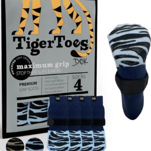 DOK TigerToes Premium Non-Slip Dog Socks for Hardwood Floors - Extra-Thick Grip That Works Even When Twisted - Prevents Licking, Slipping, and Great for Dog Paw Protection (Breezy Blue, Medium)