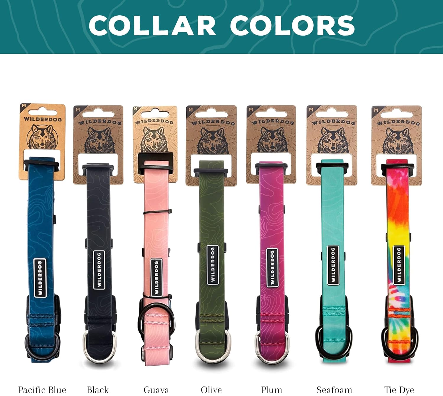 Wilderdog Waterproof Dog Collar - Repels Water & Dirt - Medium 13"-18" - Olive - Image 2