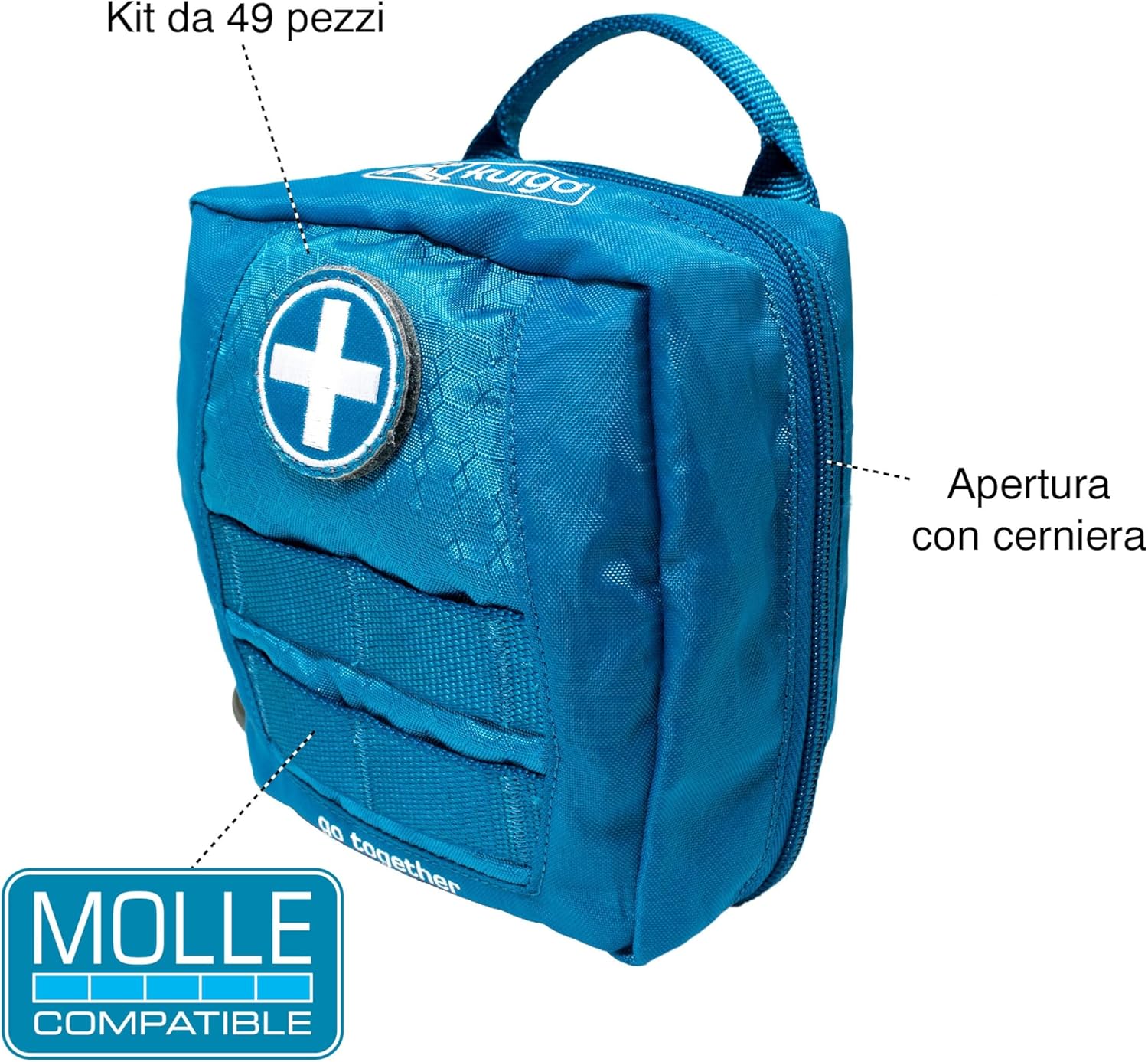 Kurgo Pet Tactical First Aid Kit, Dog First Aid MOLLE Harness Attachment, Detachable Pouch for MOLLE Dog Harness (First Aid Kit), Coastal Blue - Image 2