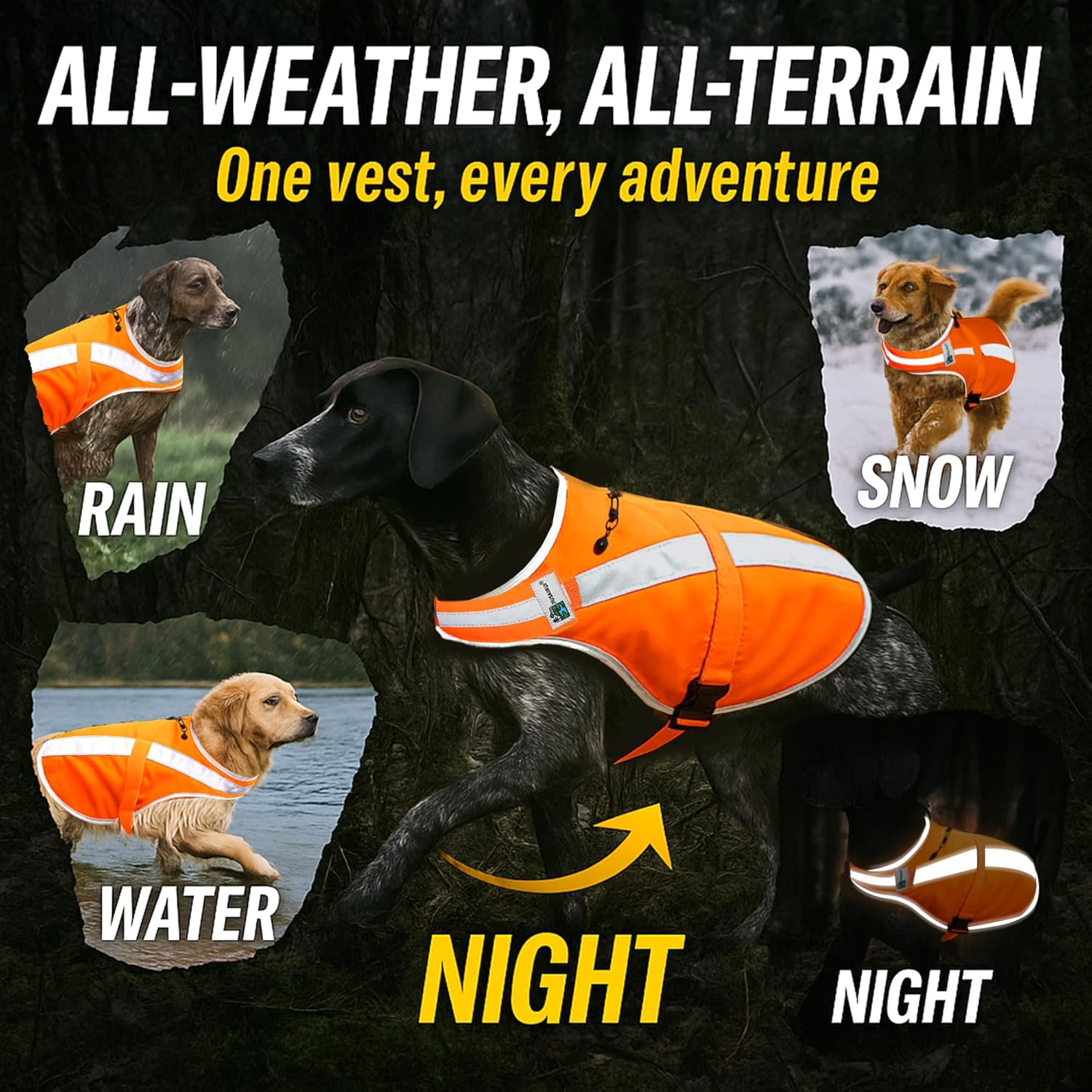 Reflective Dog Hunting Vest – Blaze Orange Safety Vest with Removable Bell, Waterproof and Lightweight (L) - Image 5