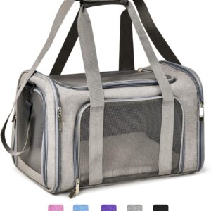 Cat Carriers Dog Carrier Pet Carrier For Small / Medium Cats Dogs Puppies (Up To 15lbs), TSA Airline Approved Small Dog Carrier Soft Sided, Collapsible Waterproof Travel Puppy Carrier – Grey