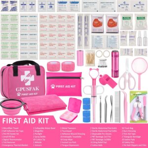 136pcs Pink Pet First Aid Kit for Dogs and Cats – Pet Emergency Kit for Camping Hiking Traveling Hunting