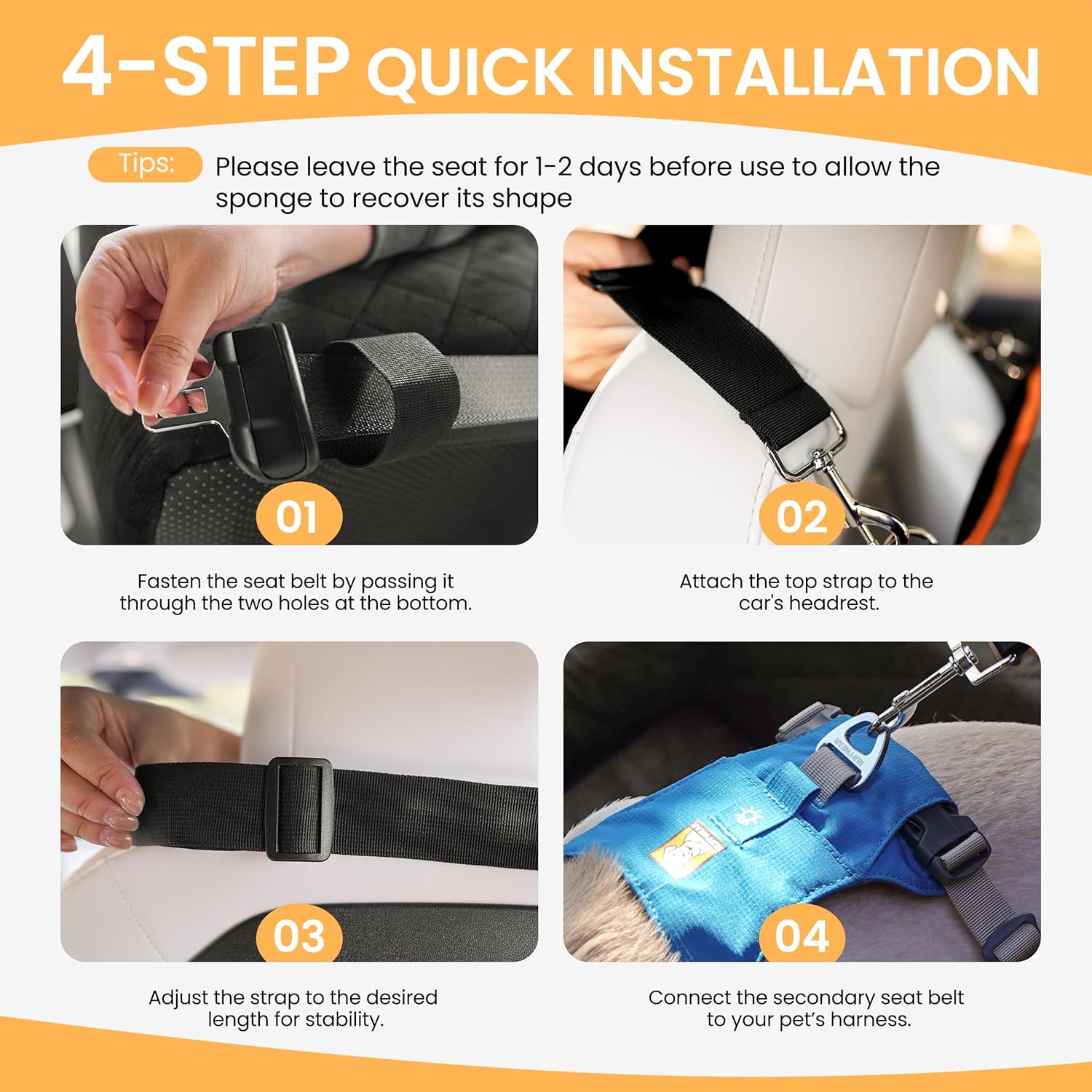 Dog Car Seat for Small Dog with Washable Mat, Booster Seat for Dogs Under 30lb, Elevated Pet Seat with Pockets, Anti-Slip Bed for Car, Perfect for Front & Back Seats with Safety Leash - Image 7