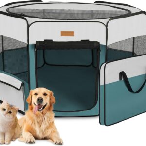 Dog Playpen, Portable Pet Play Pen for Cat, Puppies, Rabbits, Chickens, Foldable Large-Capacity Pet Tent for Indoor/Outdoor Travel Camping Blue