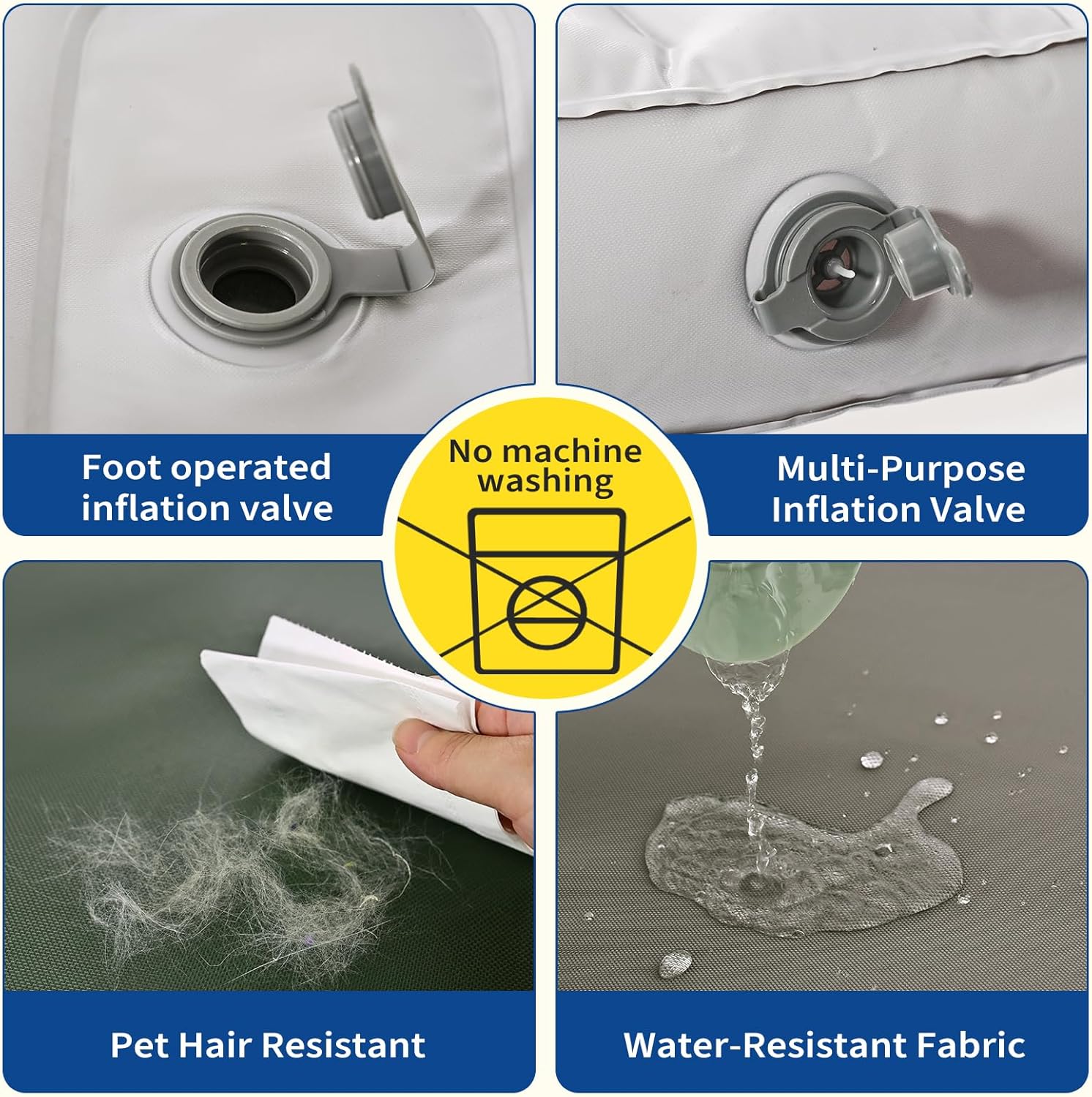 Outdoor Inflatable Dog Bed for Small Dogs, Outdoor Travel Dogs Met with Removeable Cover, Inflated Dog Bed Waterproof Summer Pet Mat with Anti-Slip Bottom, Rock Grey, 36x27 inch - Image 3