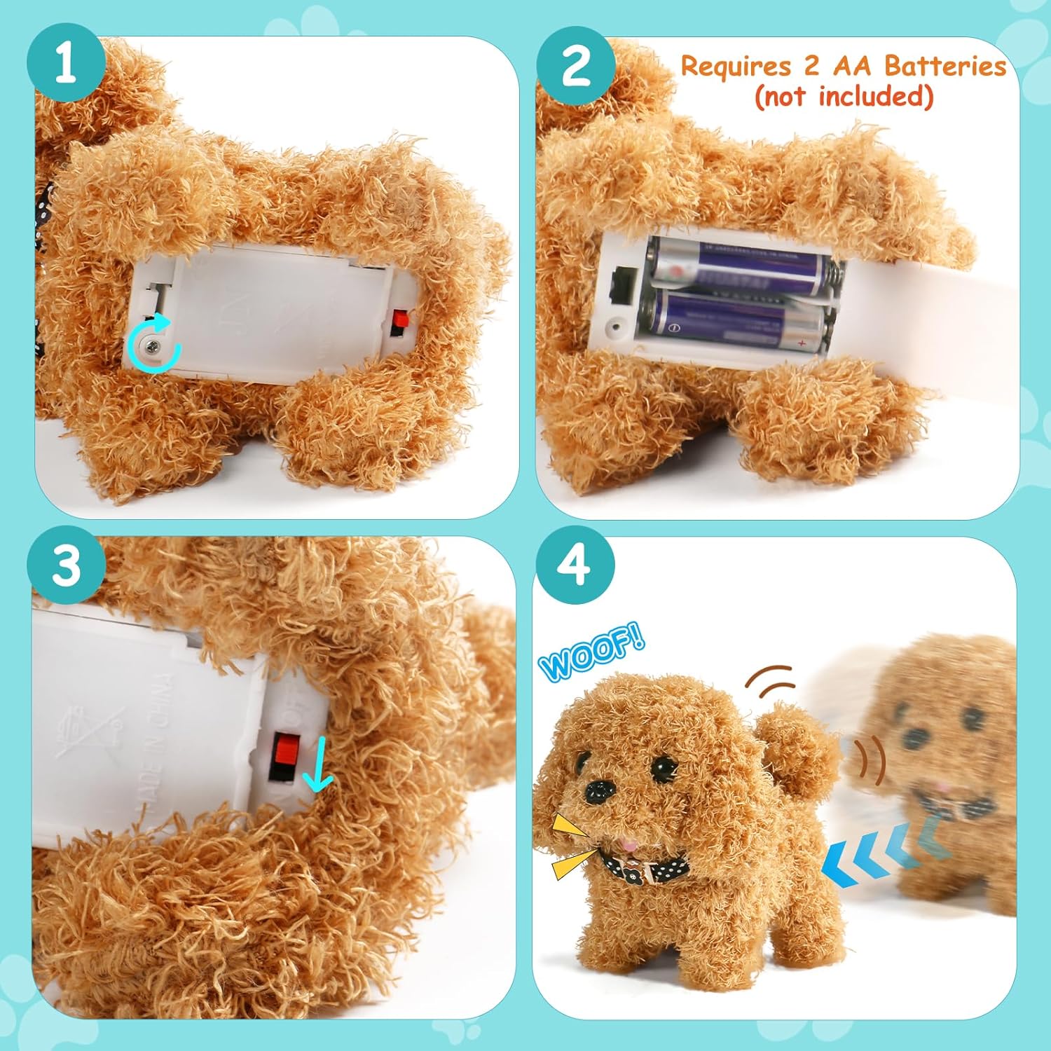 Walking Dog Toy for Kids with Leash, Realistic Toys for Girls Boys Toddler Toys, Barking Wagging Tail Interactive Dog Plush with Cute Cloak,Puppy Pet Care Gifts for Girls 3 4 5 Year Old Boys - Image 5