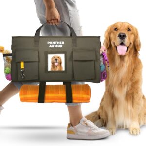 Panther Armor Dog Travel Bag Hanging Dog Organizer & Pet Storage Tote Bag for Supplies | Waterproof Door Storage & Closet Organizer | Food & Treat Container for Travel Accessories