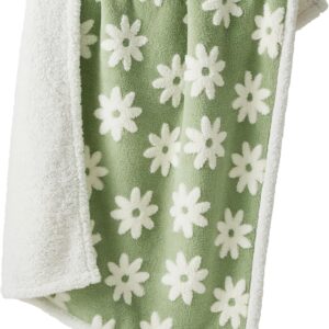 Lesure Waterproof Puppy Blanket for Small Dogs - Washable Double Sided Dog Blankets with Warm Jacquard Shag and Soft Sherpa Fleece, Pet Cat Blanket for Couch Protection, 3D Textured Cloud, Green