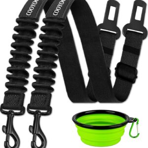 COOYOO Dog Seat Belt,3 Piece Set Retractable Dog Car Harness Adjustable Dog Seat Belt for Vehicle Nylon Pet Safety Seat Belts Heavy Duty & Elastic