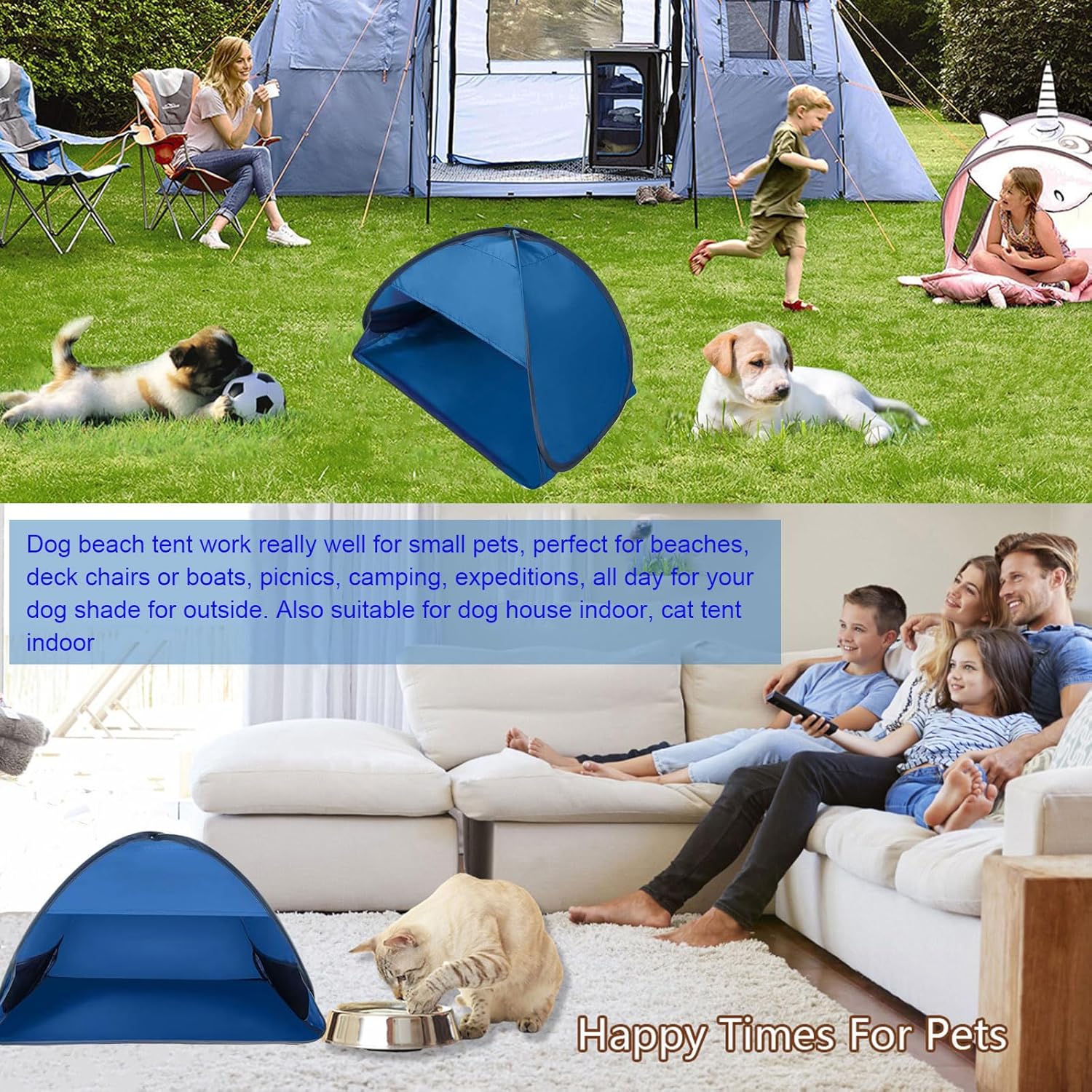Mini Portable Beach Tent, Dog Beach Tent for Pet Shade, Laptop Sun Shade for Working Outside, Head Pop Up Canopy, Automatic Portable Mini Pop Up Canopy for Camping Hiking Picnic (BIue) - Image 3