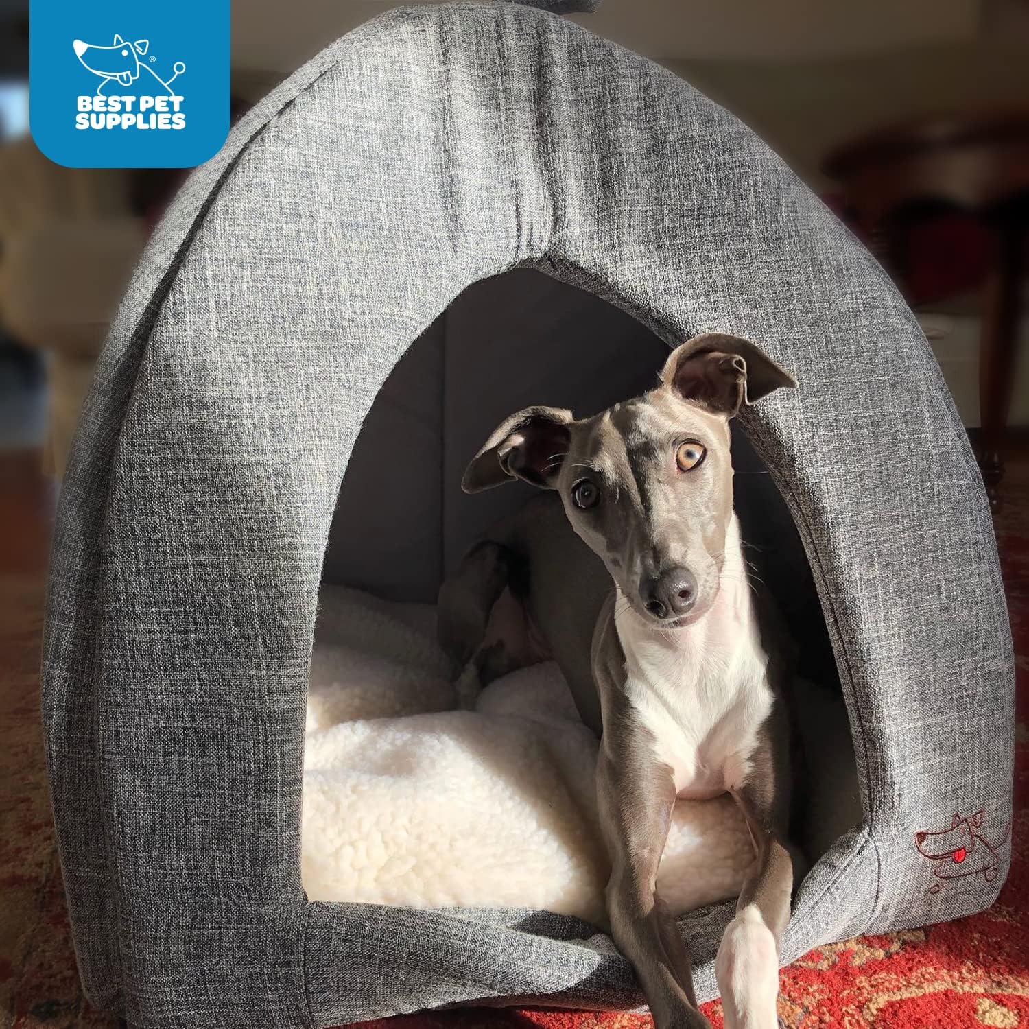 Pet Tent - Soft Bed for Dog and Cat by Best Pet Supplies - Gray Linen, 19" x 19" x H:19" - Image 5
