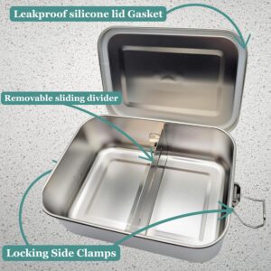 Stainless Steel Food Storage Container for Dogs and Cats, no Spill Rectangle Bowl with lid, Erasable Marker for Notes, 30 oz Portable Pet Travel Water Bowl, Holds Wet Food/Kibble, Medication Holder.