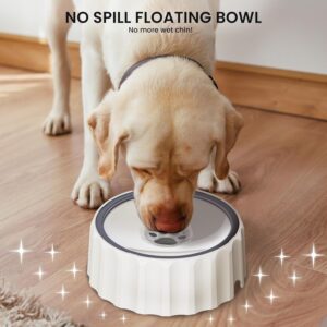 Dog Water Bowl 70oz/2L Large Capacity Water Dispenser No Spill Non Slip No Splash Pet Slow Feeder No Drip Vehicle Carried Travel Slow Drinking Bowl for Dogs Cat(White)