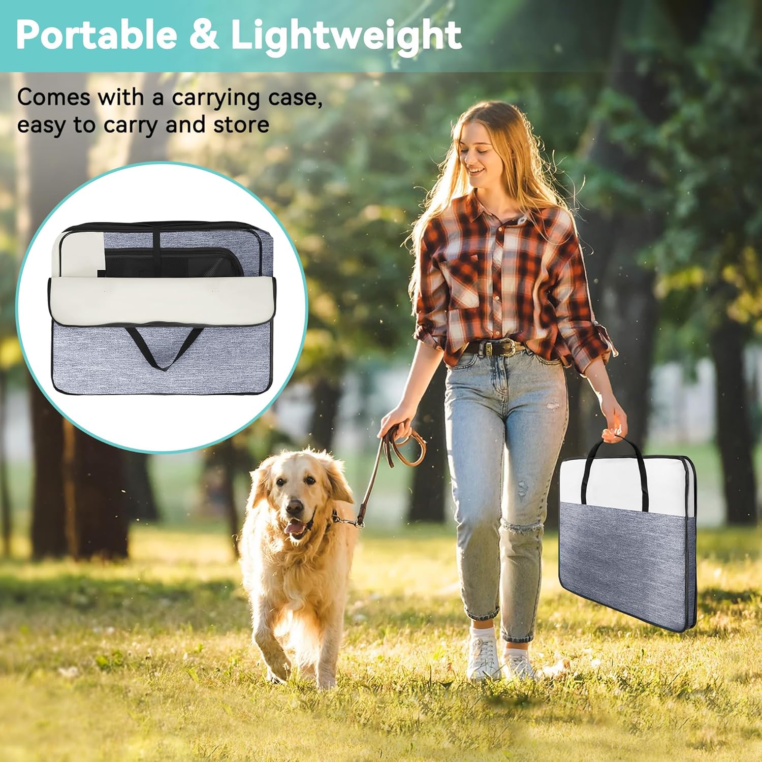 Dog Playpen, Portable Pet Play Pen Foldable Carrying Case, Puppy Pens Outsid for Small Cat Indoor/Outdoor, Removable Mesh Shade Cover - Image 4