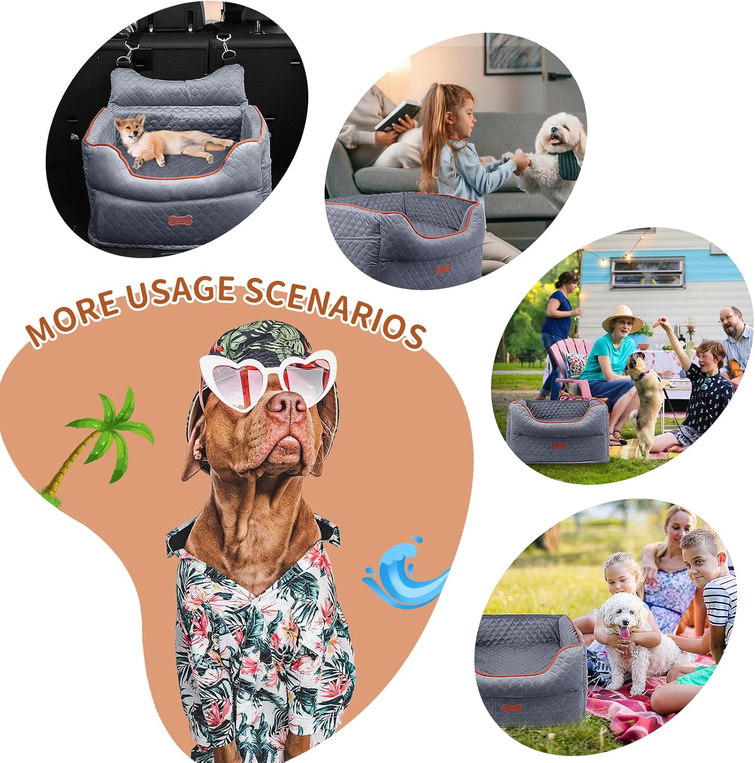 Dog Car Seat - Memory Foam Dog Booster Seat for Small Dogs Up to 25lbs-Elevated Pet Car Seat with Storage Pockets and Dog Seat Belt-Soft Pet Travel Bed for Front & Back Seats-Removable Washable-Grey - Image 7