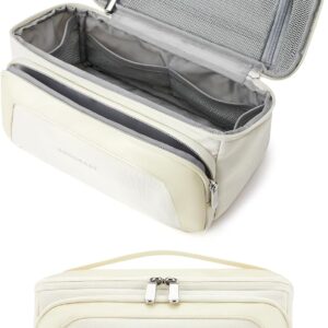 BAGSMART Toiletry Bag for Women, Cosmetic Makeup Bag Organizer with Handle, Travel Bag for Toiletries, Dopp Kit Water-resistant Shaving Bag for Accessories-Beige