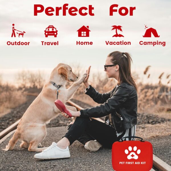 Generic Dog First Aid Kit, Pet First Aid Kit for Dogs and Cats, Home Office Travel Car First Aid Kit Emergency Kit Dog Travel Kit for Hiking, Dog Medical kit Emergency Survival Kit, Red - Image 4