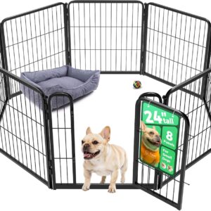 FXW Homeplus Unleashed Indoor Dog Playpen - Stress-Free and Safe Play, Heavy Duty 24 Inch 8 Wire Panels Dog Pen for Puppy and Small Dogs, Black│Patented