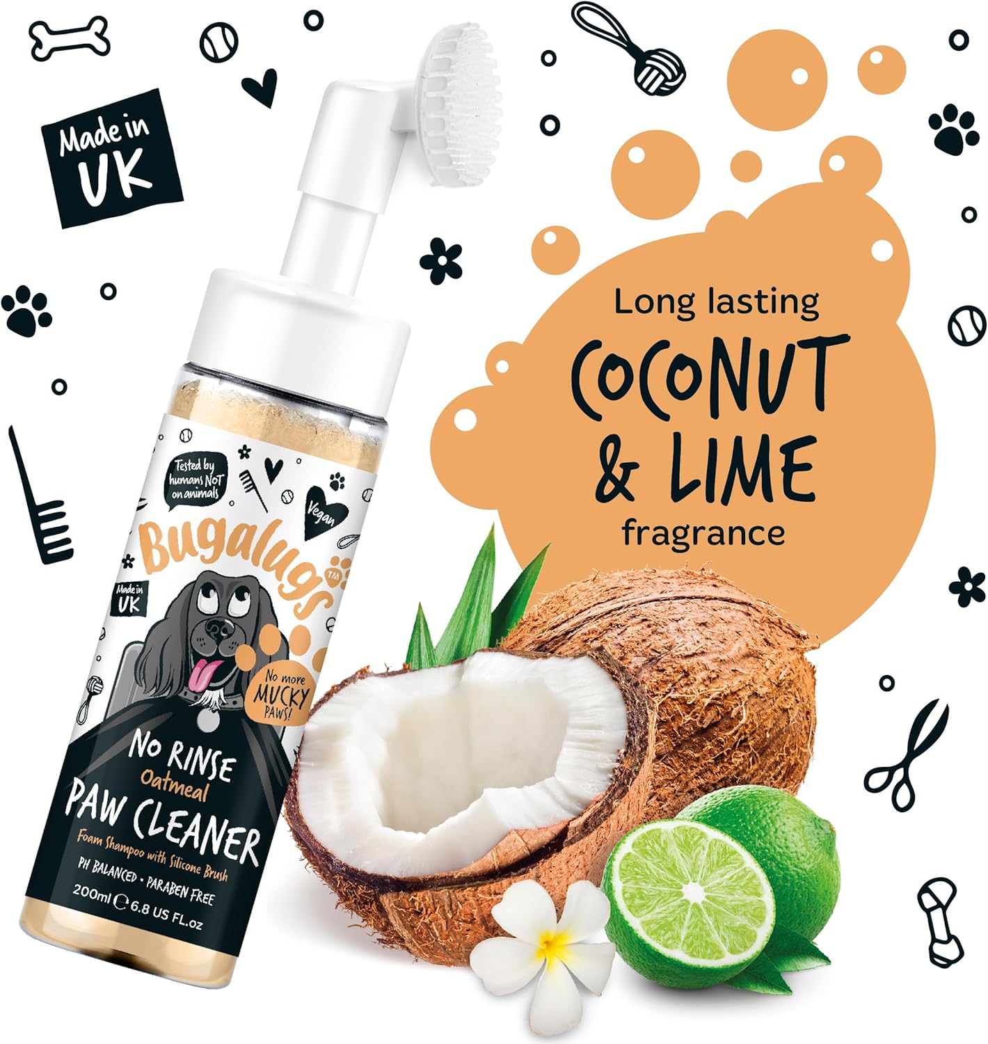 Dog Paw Cleaner No Rinse Foam Cat & Dog Shampoo with Silicone Brush Head, waterless Grooming Products. Travel Friendly paw Cleaner for Dogs Defeat Muddy Paws on The go (Oatmeal) - Image 4