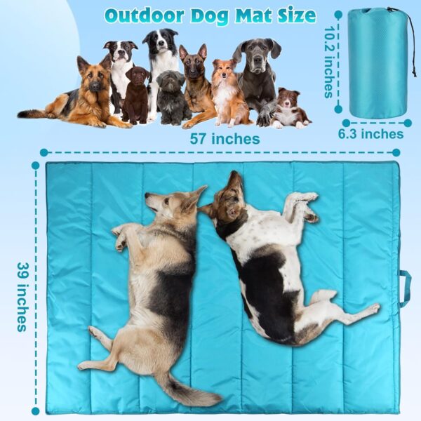 BWOGUE Large Outdoor Dog Bed Mat, Portable Waterproof Camping Dog Mat, Washable Dog Travel Mat with Carry Bag for Medium and Large Dogs Sleeping, 57"X39"（Blue） - Image 2