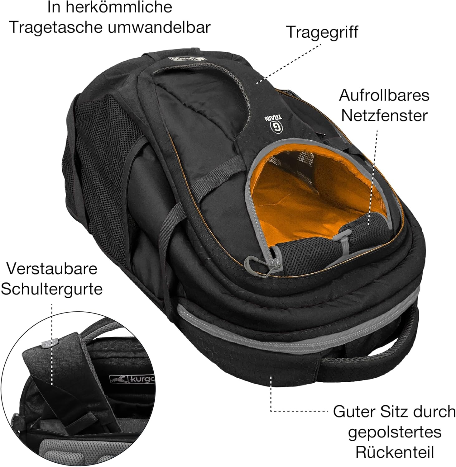 Kurgo G-Train Dog Carrier Backpack for Small Pets Up to 25 Lbs, TSA & Airline Approved, Navy Blue - Image 3
