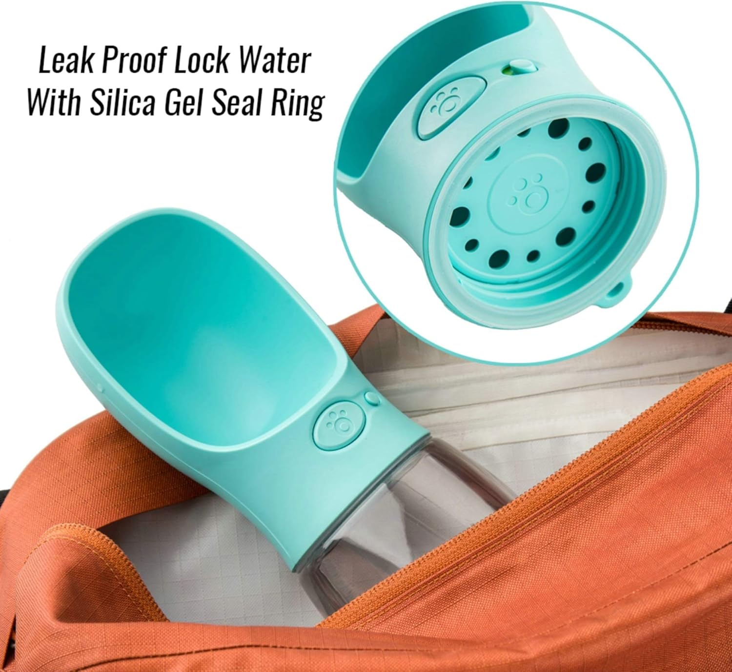 Dog Water Bottle, Leak Proof Portable Pet Water Bottles for Dogs, Puppy Water Dispenser with Drinking Feeder for Travel (Teal 12oz) - Image 4