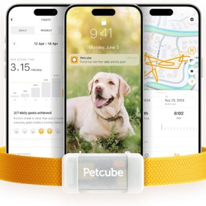 Petcube GPS Tracker for Dogs | Pet GPS Location Tracker with Escape Alerts and Virtual Fences, Activity and Wellness Monitoring, Glows in a Dark, Water and Dust Proof