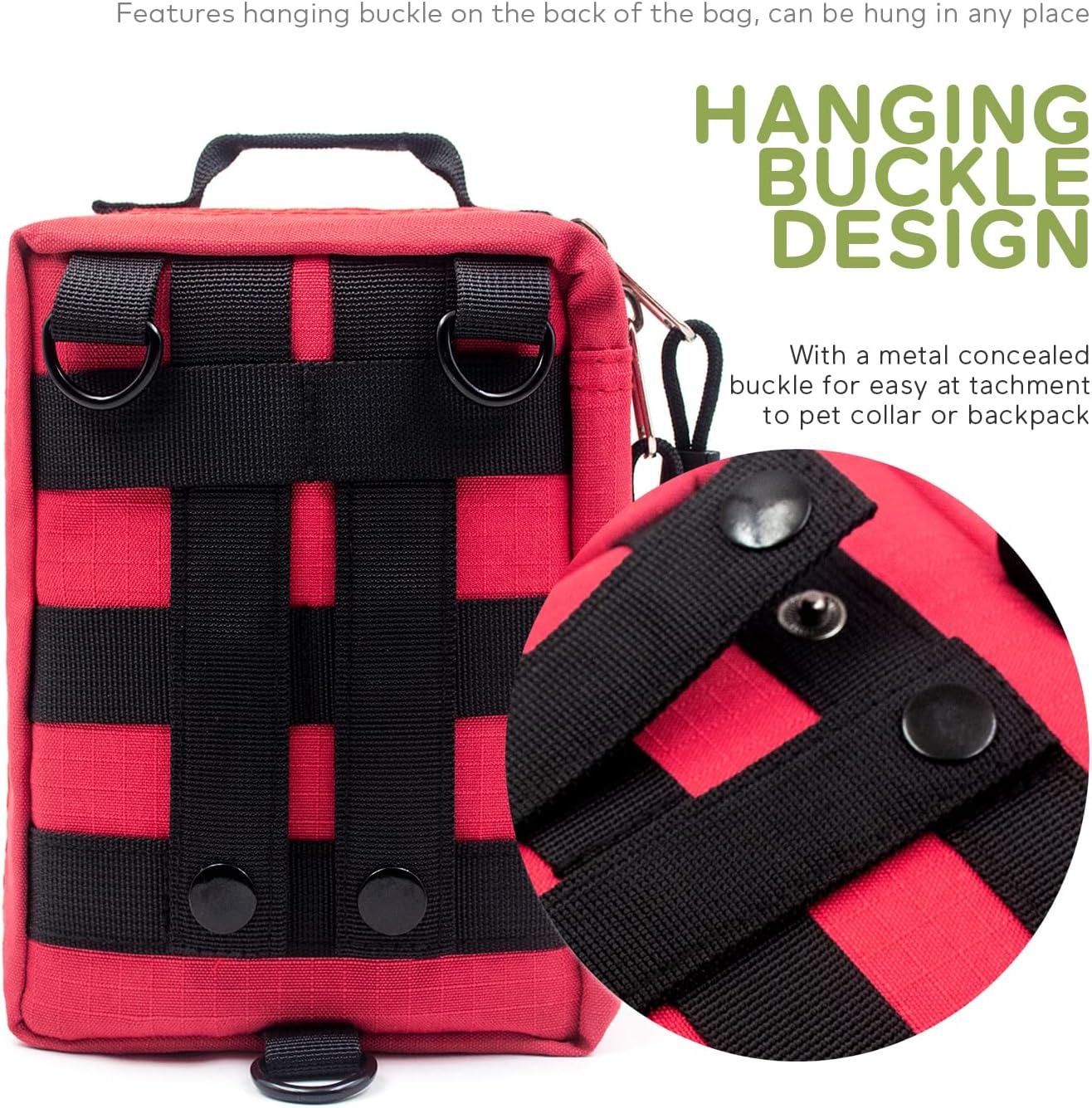 Dog First Aid Kit for Travel&Home Pet Emergency Kit for Dog&Cat 160 Pcs First Aid Supplies with Molle Pouch for Traveling Hiking Camping Hunting Red - Image 4