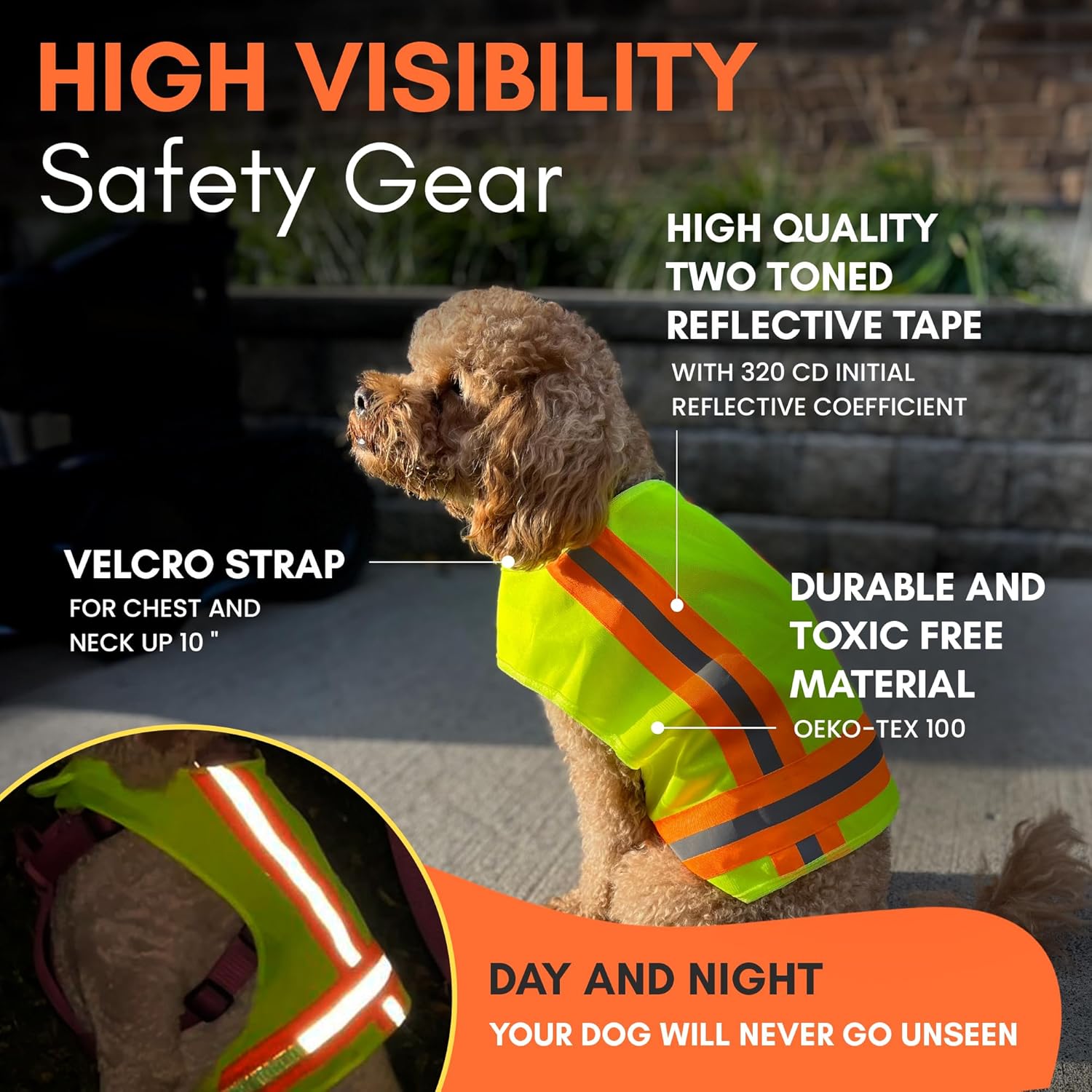 Reflective Dog Vest: Hi-Visibility Safety Gear for Outdoors. Safeguard Your Dog with Easy to wear Adjustable Reflective Vest (Small) - Image 2