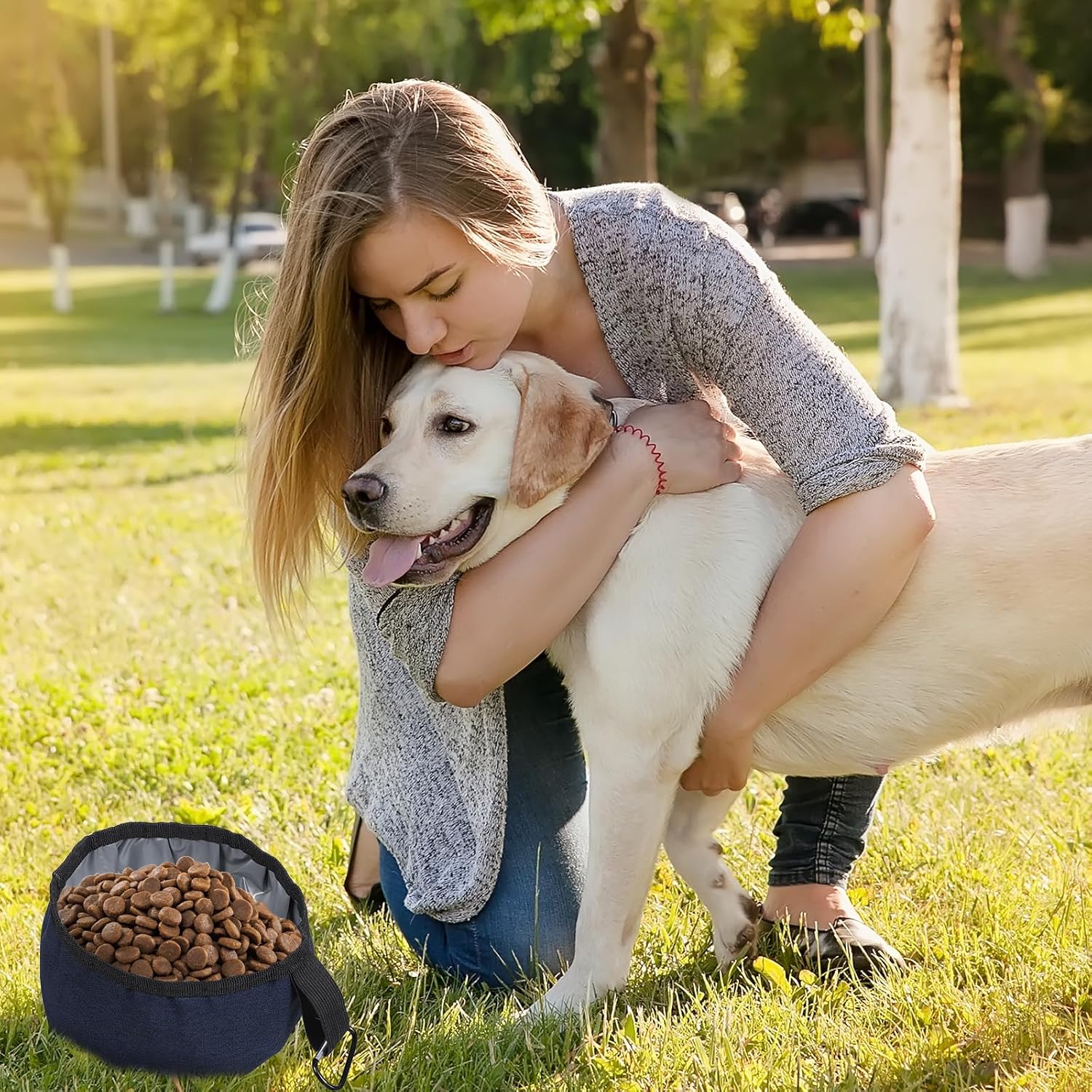 2 Pack Collapsible Dog Travel Bowl, Foldable Travel Dog Dish Waterproof Oxford Cloth TravelDog-Water Bowls Portable Pet Dish No Spill, Pet Hiking Accessories for Small and Large Pets(Dark Blue,40 Oz) - Image 7
