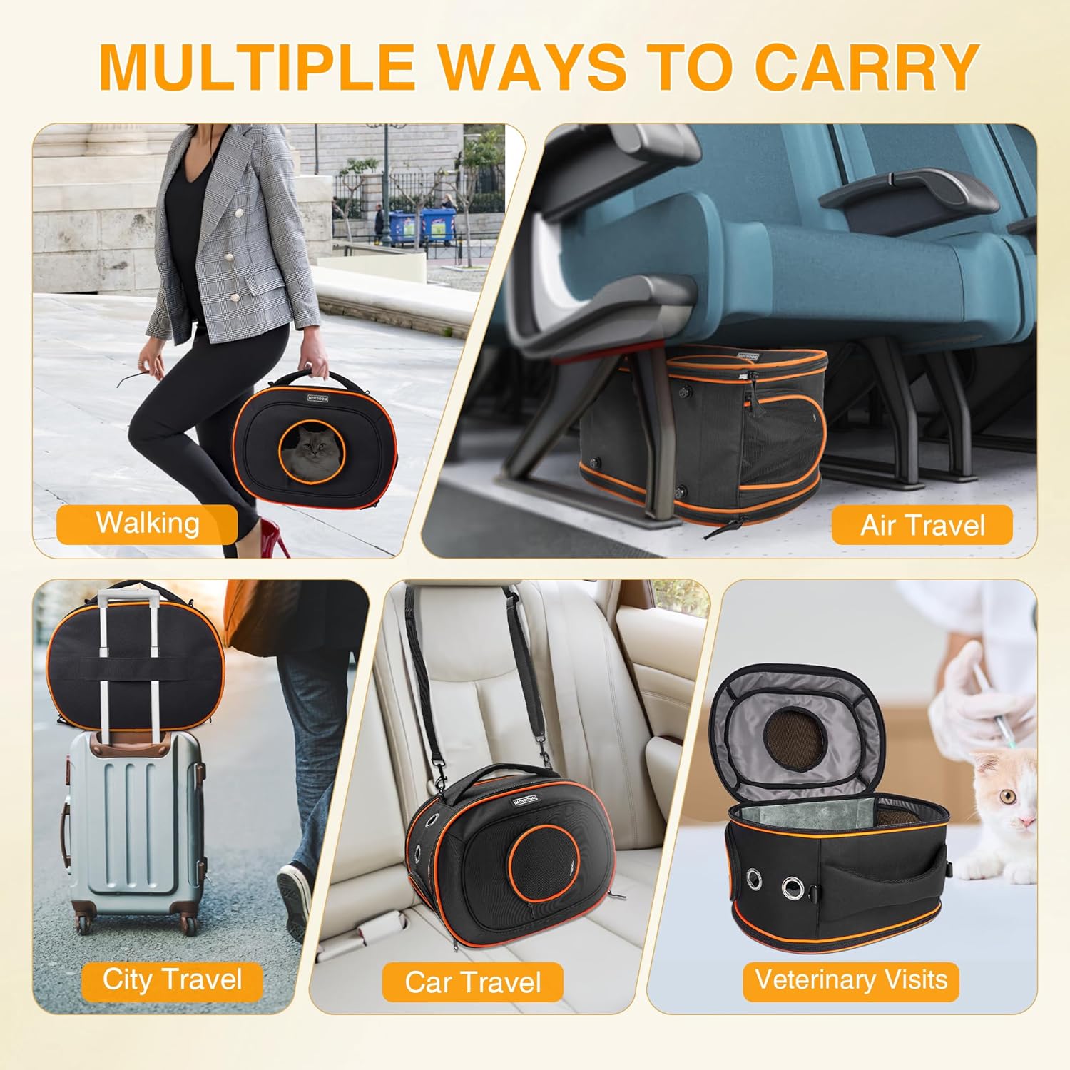 TSA Approved Airline Cat Carrier for Cats & Small Pets up to 12 Lbs - 17" x 12.5" x 9" | Portable & Removable - New 2025 for Travel, Car & Vet Visits - Image 9